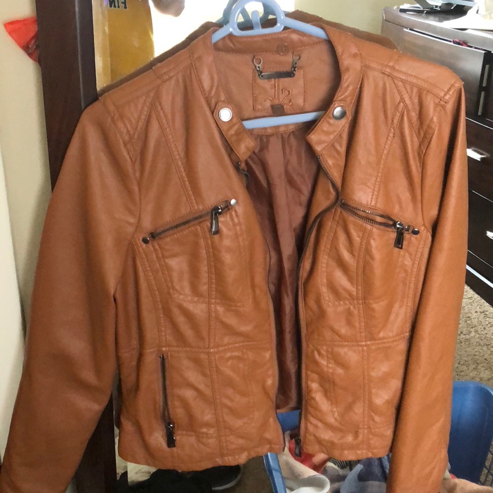 Brown leather jacket